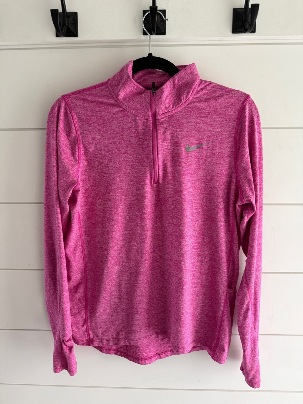 Nike Heather Hot Pink Quarter-Zip Performance Top, Size Small
